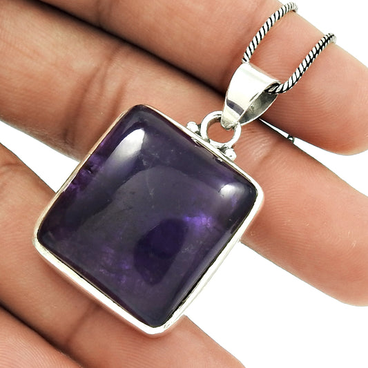 Mothers Day Gift 925 Silver Natural Amethyst Gemstone Pendant Ethnic P4