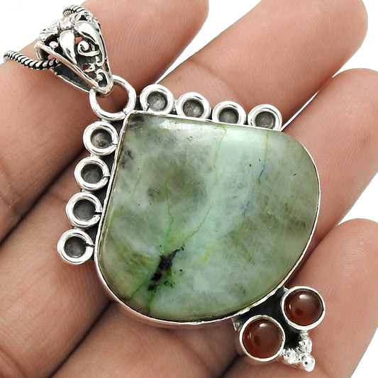 Mothers Day Gift 925 Sterling Silver Natural Jasper Gemstone Pendant Bohemian P6