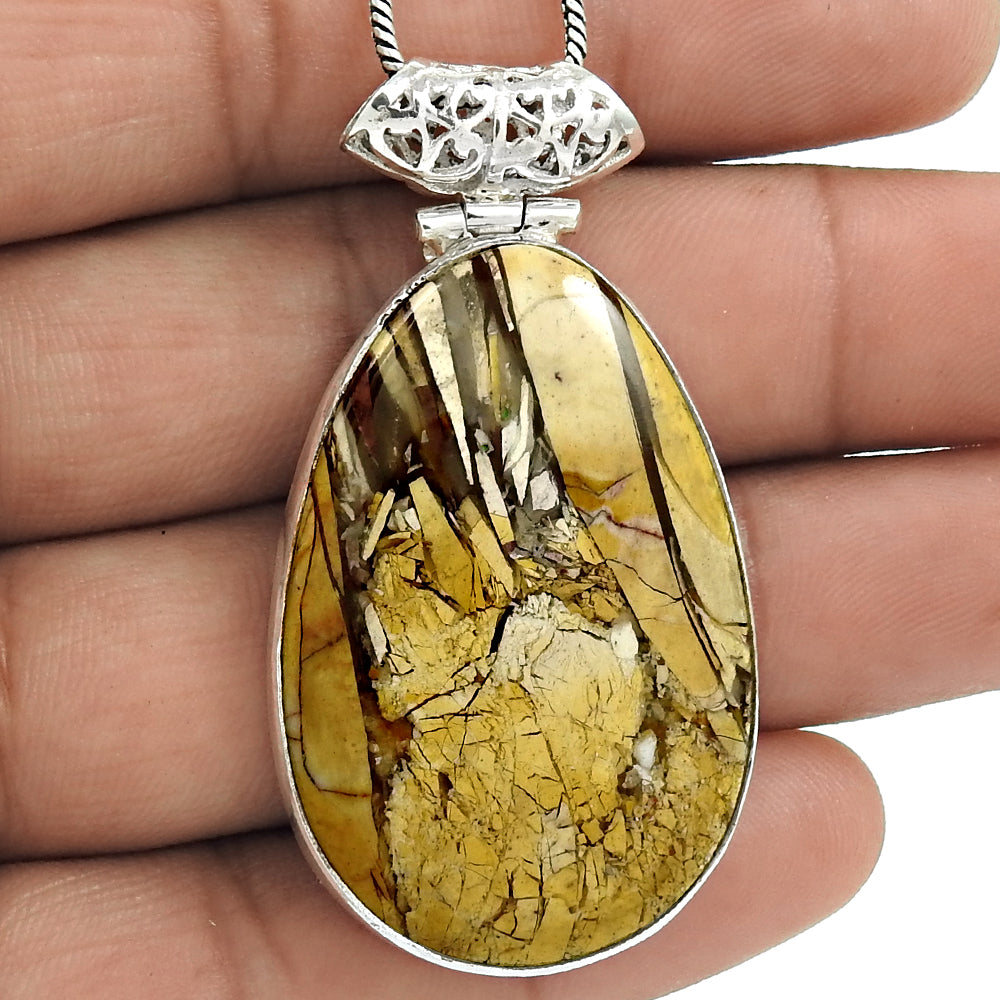 Mothers Day Gift Natural Brecciated Mookaite Pendant 925 Sterling Silver R6