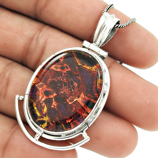 Mothers Day Gift Natural Dico Glass Pendant Bohemian 925 Sterling Silver S6