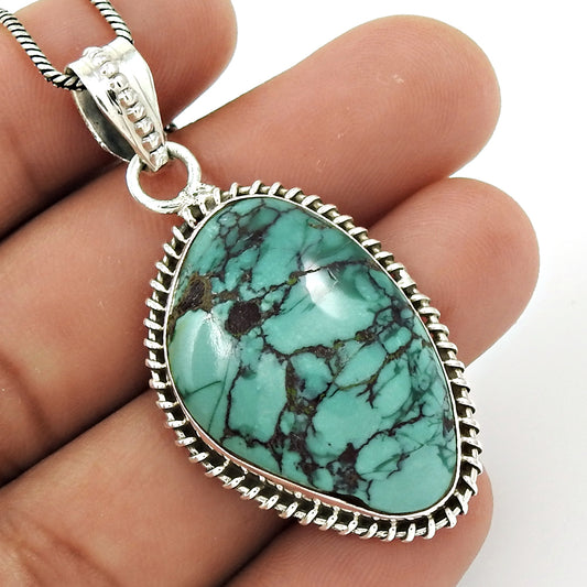Mothers Day Gift Pendant Bohemian 925 Silver Natural Turquoise Gemstone G10