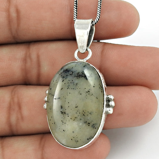 Natural Dendritic Opal Gemstone Pendant 925 Sterling Silver Mothers Day Gift C7
