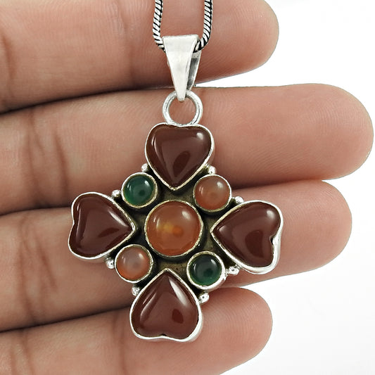 Mothers Day Gift Pendant 925 Sterling Silver Natural Onyx Gemstone F7