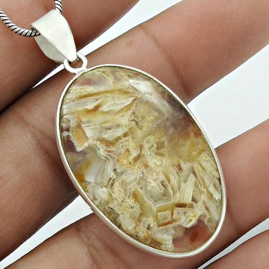 Graceful 925 Sterling Silver Agate Gemstone Pendant Jewelry