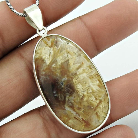 Stunning 925 Sterling Silver Agate Gemstone Pendant Handmade Jewelry