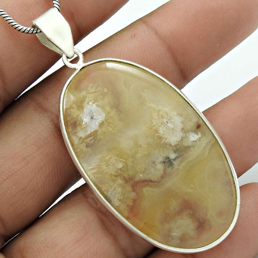 Pleasing 925 Sterling Silver Agate Gemstone Pendant Ethnic Jewelry