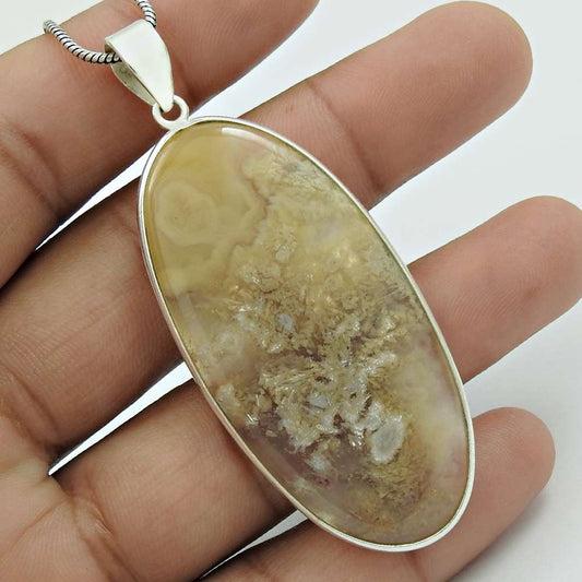 Scrumptious 925 Sterling Silver Agate Gemstone Pendant Tribal Jewelry