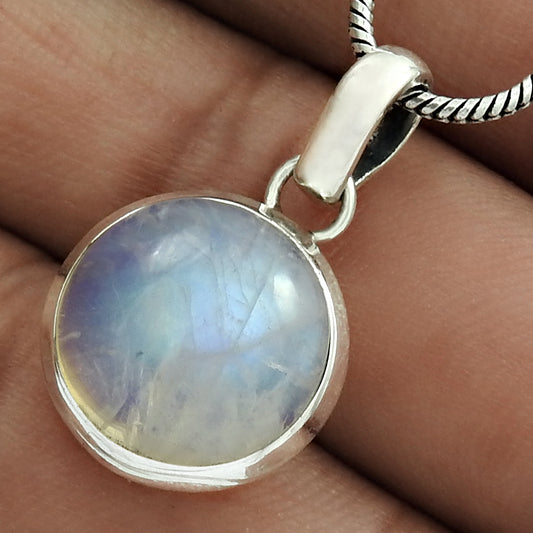 Latest Trend 925 Sterling Silver Rainbow Moonstone Gemstone Pendant Traditional Jewelry