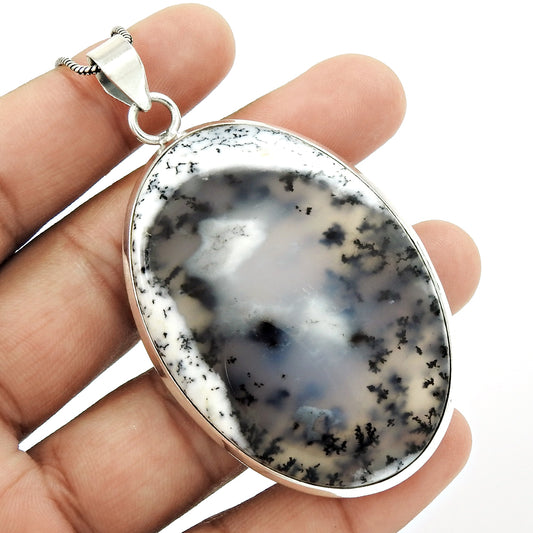 HANDMADE 925 Solid Sterling Silver Jewelry Natural DENDRITE OPAL Pendant QQ64