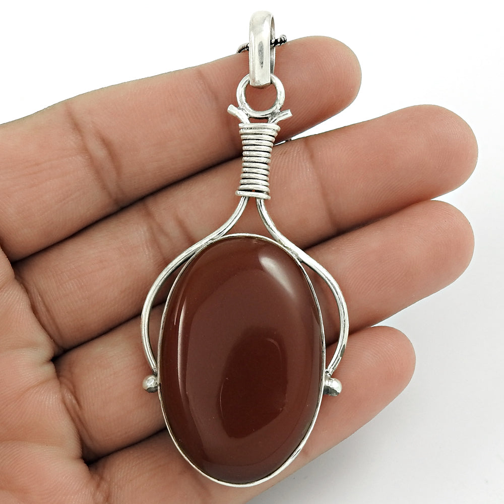 Natural Onyx Gemstone Pendant Bohemian 925 Sterling Silver Jewelry For Women G5