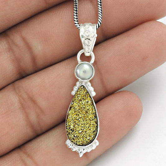 Mothers Day Gift Pearl Pendant 925 Sterling Silver Indian Jewelry K9
