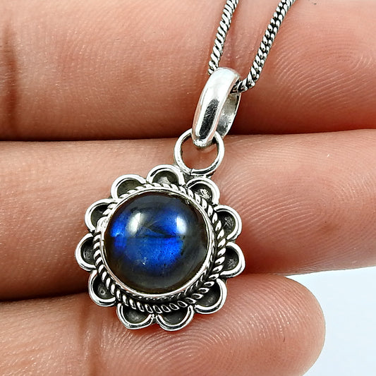 Labradorite Gemstone Pendant 925 Sterling Silver Jewelry N13