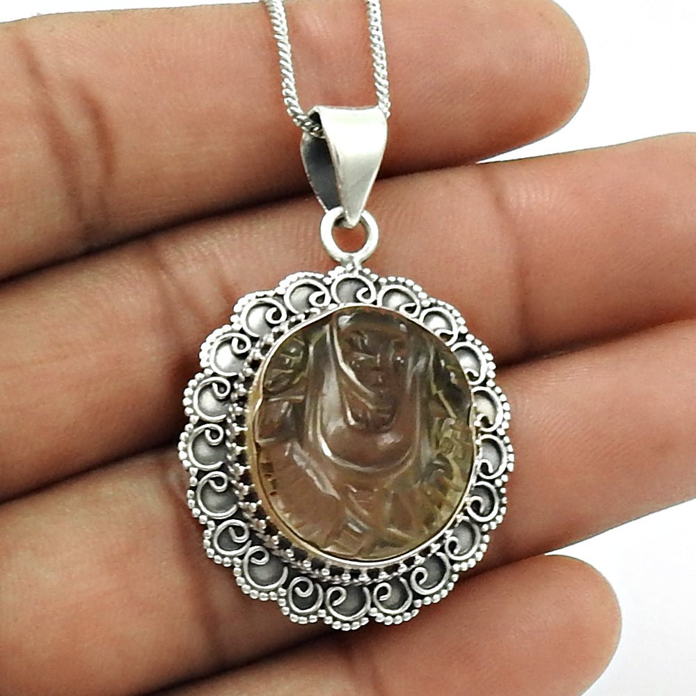 HANDMADE 925 Silver Jewelry Natural Tiger Eye Gemstone Ganesha Pendant BR60