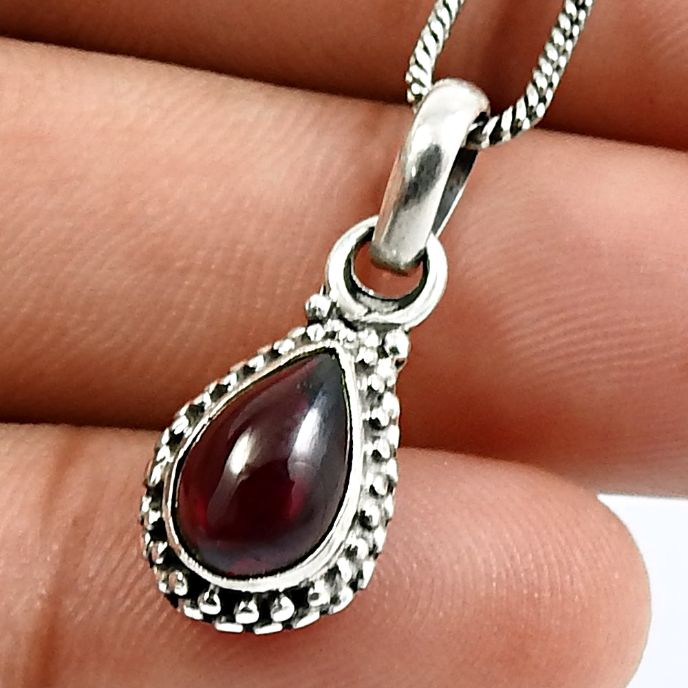 Pear Shape Amethyst Gemstone Pendant 925 Sterling Silver HANDMADE Jewelry H14