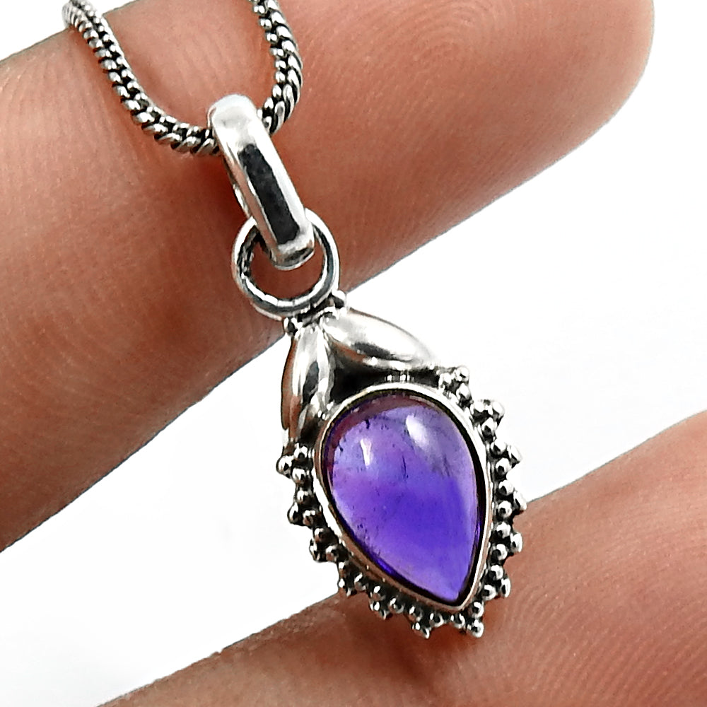 101 Sisters Day Deal 925 Sterling Silver February Natural Amethyst Vintage Pendant