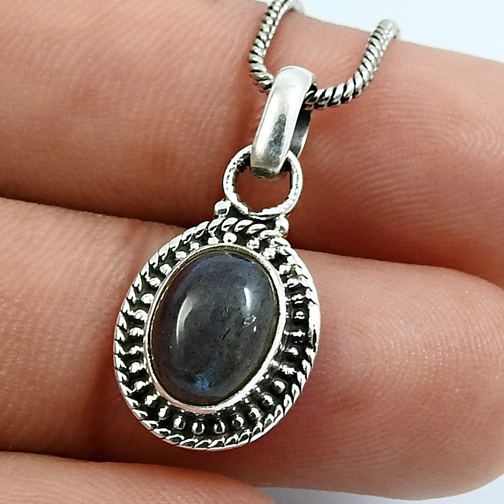 Oval Shape Natural Garnet Gemstone Jewelry 925 Solid Sterling Silver Pendant Z17