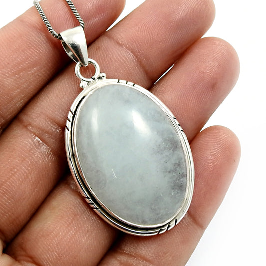 Oval Shape Aquamarine Gemstone Pendant 925 Sterling Silver Fine Jewelry H19