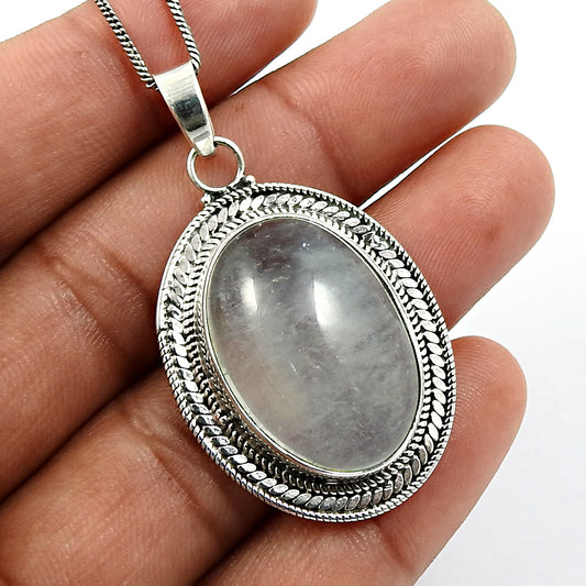 Oval Shape Aquamarine Gemstone HANDMADE Jewelry 925 Sterling Silver Pendant V22