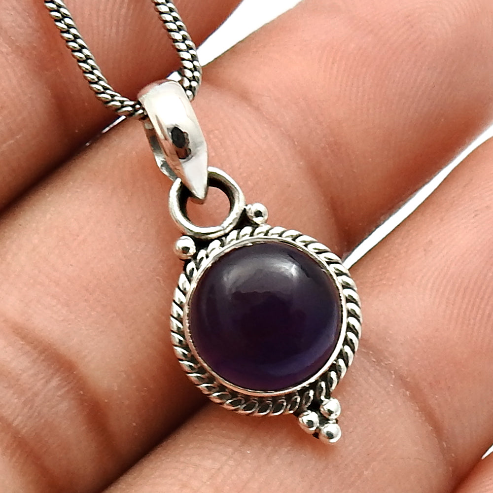 Amethyst Gemstone Pendant 925 Sterling Silver HANDMADE Jewelry X8