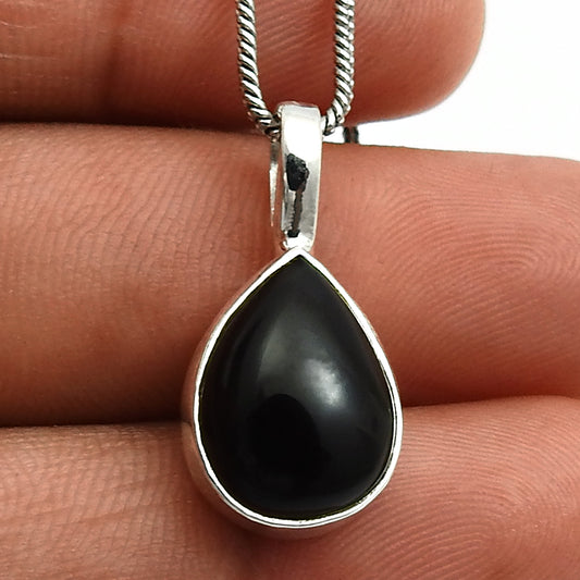 Onyx Gemstone Pendant 925 Solid Sterling Silver HANDMADE Jewelry G9