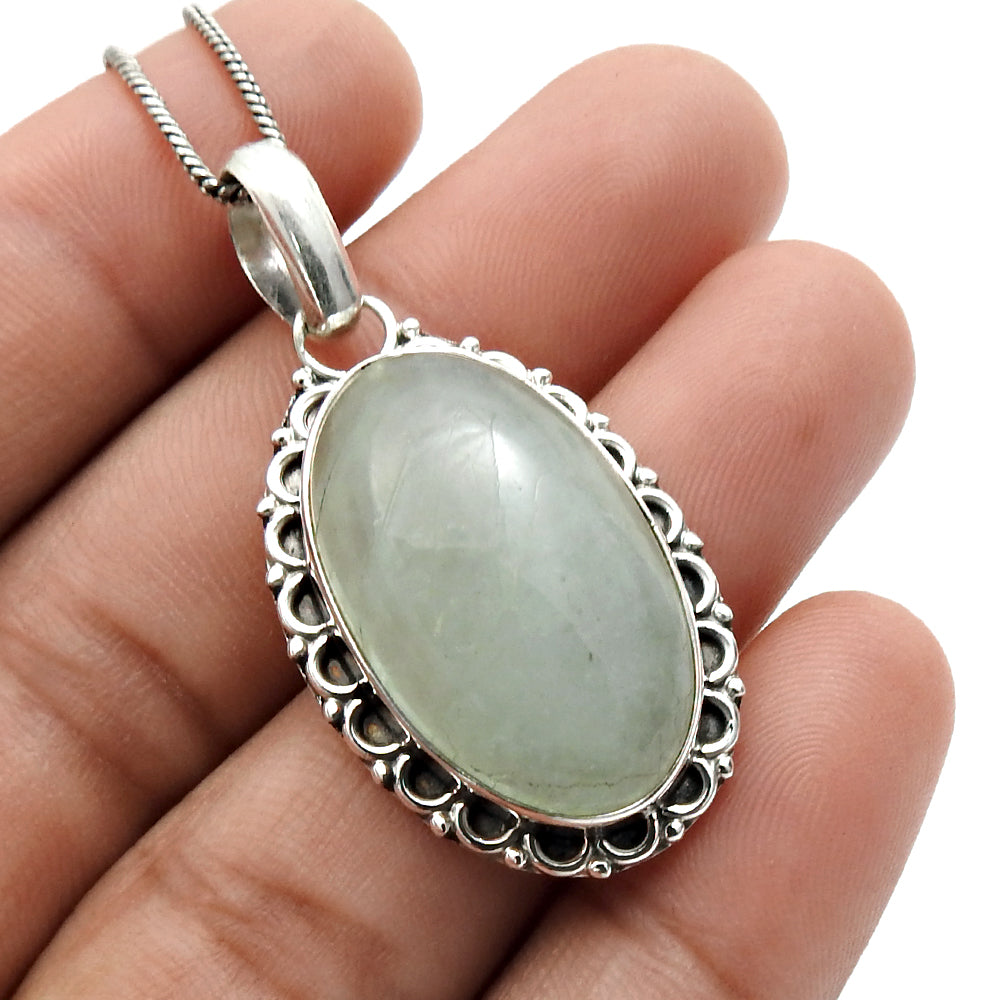 Aquamarine Gemstone Pendant 925 Sterling Silver Handmade Jewelry J5