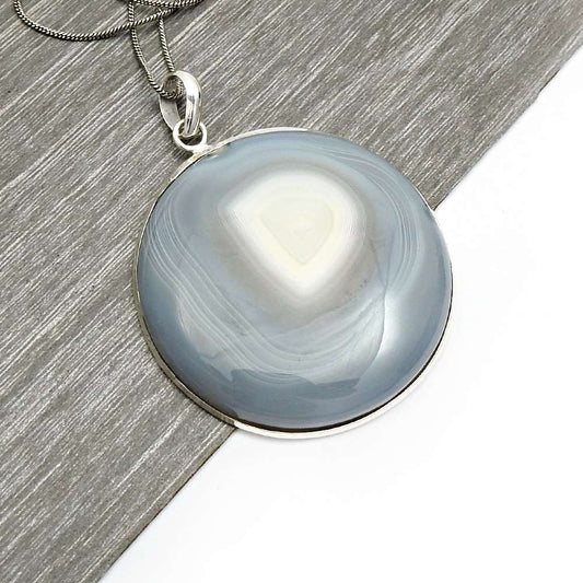 Striped Onyx Gemstone Jewelry 925 Fine Sterling Silver Pendant O5