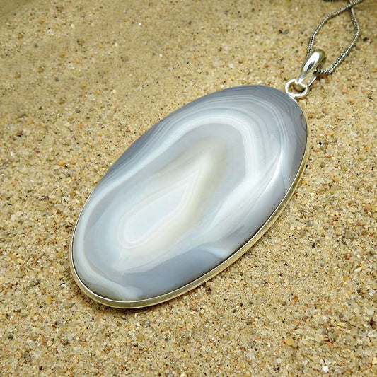 925 Sterling Fine Silver Jewelry Striped Onyx Gemstone Handmade Pendant T5