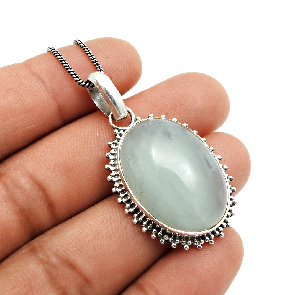 Birthday Gift For Her Natural Aquamarine Gemstone Pendant 925 Silver D24