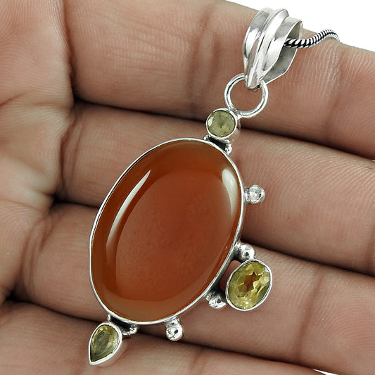 Natural Onyx Gemstone Pendant 925 Sterling Silver Indian Jewelry For Girls Z12