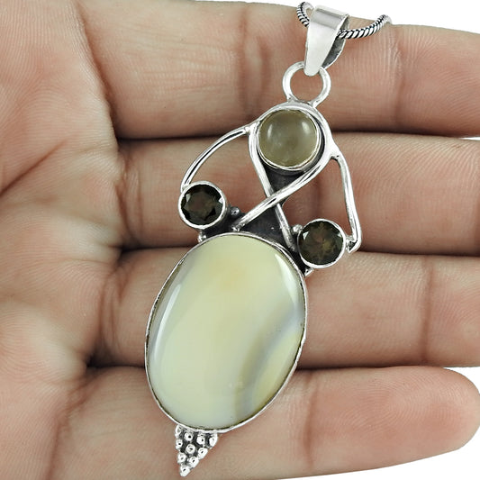 Natural Rose Quartz Gemstone 925 Sterling Silver Mothers Day Gift Pendant M10
