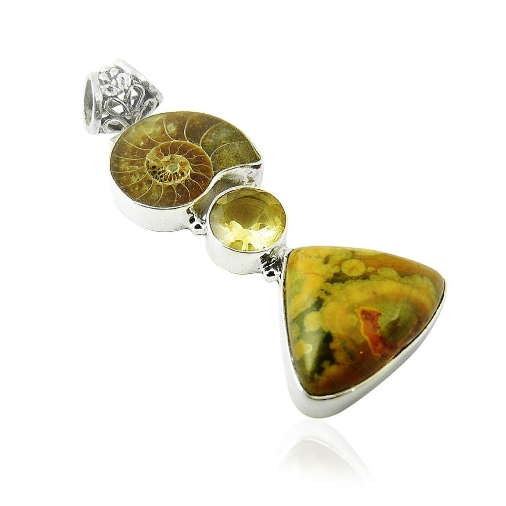 Natural Jasper Gemstone Pendant Vintage 925 Sterling Silver Jewelry For Women O1