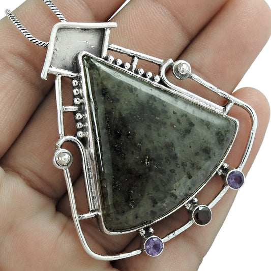 Wedding Gift For Her 925 Silver Natural Dendritic Agate Gemstone Pendant Boho E8