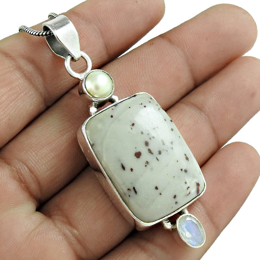 Mothers Day Gift 925 Sterling Silver Natural Agate Gemstone Jewelry Pendant D11