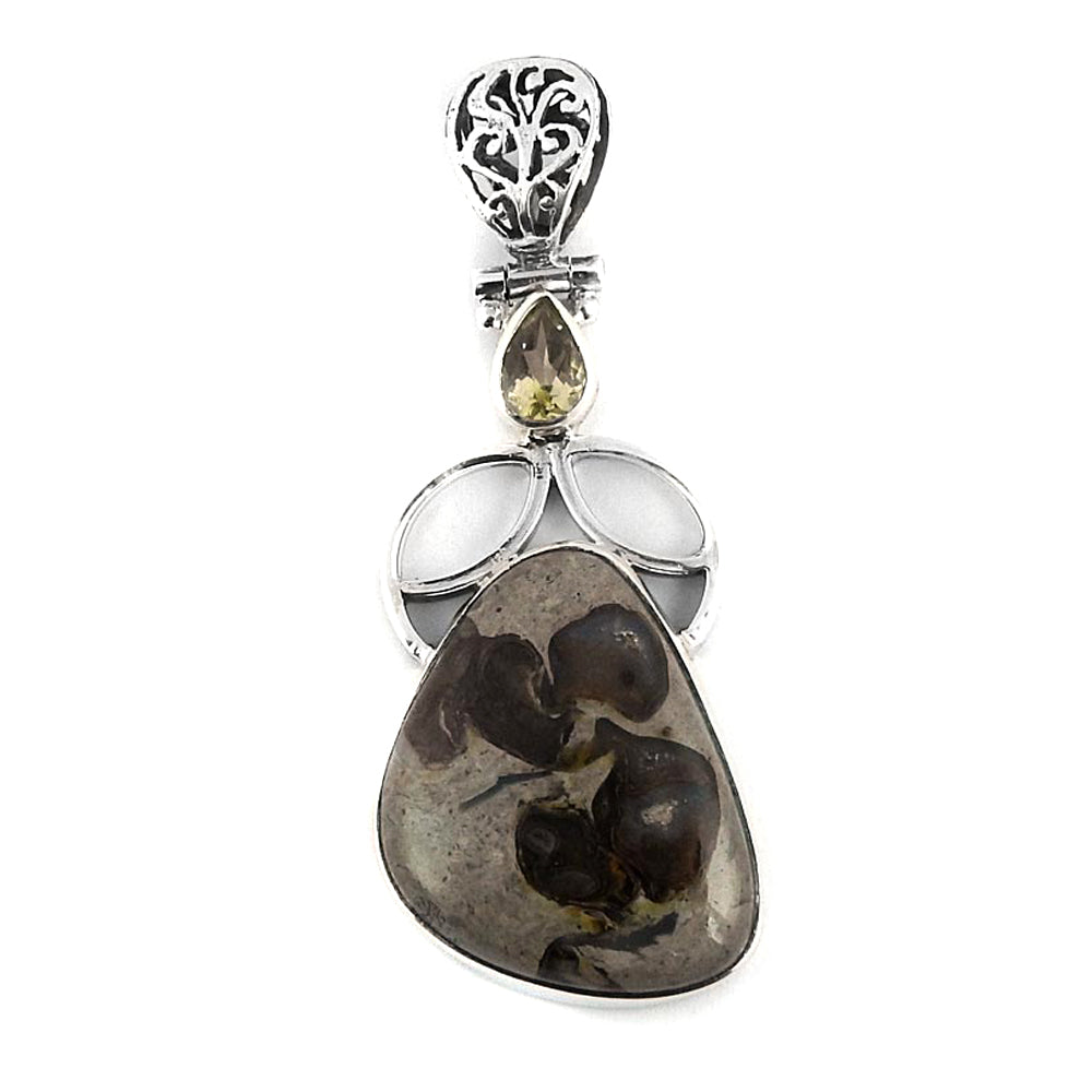 Natural Jasper Gemstone Mothers Day Gift Pendant Chocolate 925 Sterling Silver G11