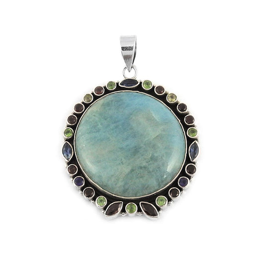 Natural Amazonite Gemstone Pendant Boho 925 Sterling Silver For Women Y19