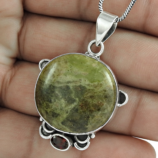 Natural Jasper Gemstone Jewelry 925 Sterling Silver Pendant Ethnic For Girls C3