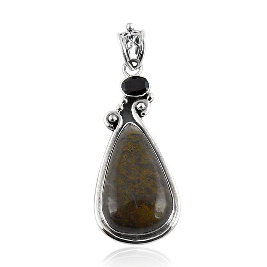 Natural Jasper Gemstone Indian Jewelry 925 Sterling Silver Pendant For Girls C17