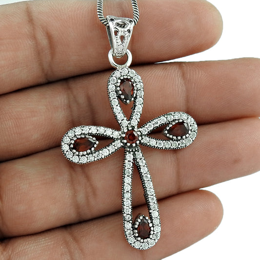 Sterling silver fashion jewelry Charming Garnet CZ Bohemian Pendant