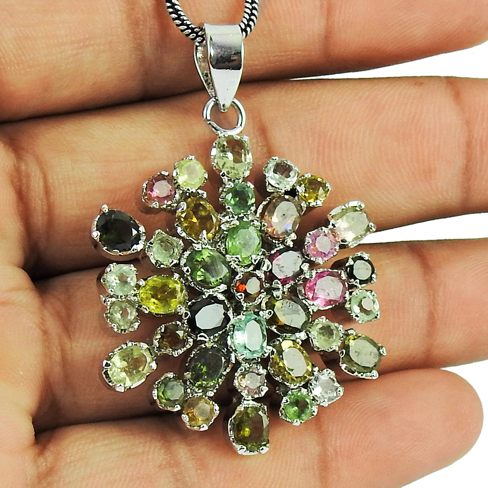 925 Sterling Silver Jewellery Fashion Tourmaline Gemstone Pendant