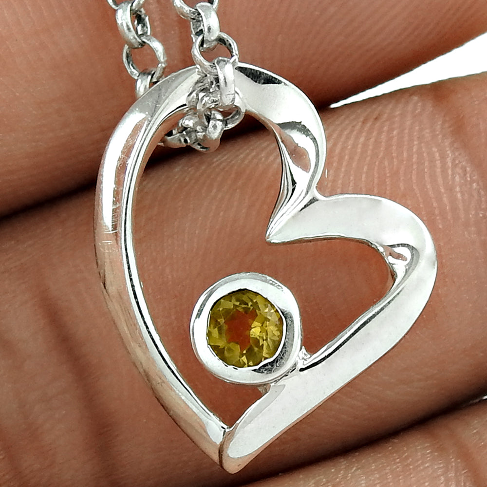 Pleasant 925 Sterling Silver Garnet Gemstone Heart Pendant