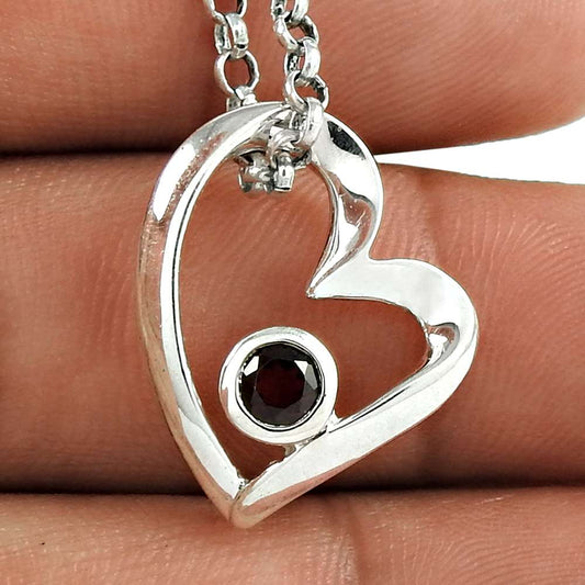 Pleasant 925 Sterling Silver Garnet Gemstone Heart Pendant