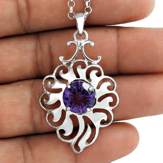 Popular Design 925 Sterling Silver Amethyst Gemstone Pendant