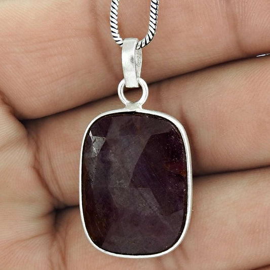 Rattling 925 Sterling Silver Ruby Gemstone Pendant Jewelry