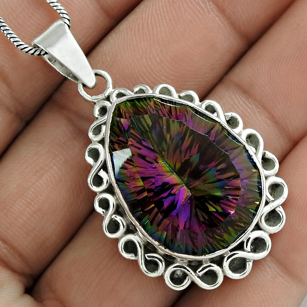 Designer 925 Sterling Silver Mystic Gemstone Pendant Jewelry