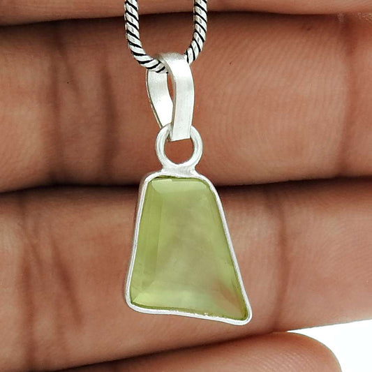 Prehnite Gemstone Jewelry 925 Solid Sterling Silver Pendant HN46