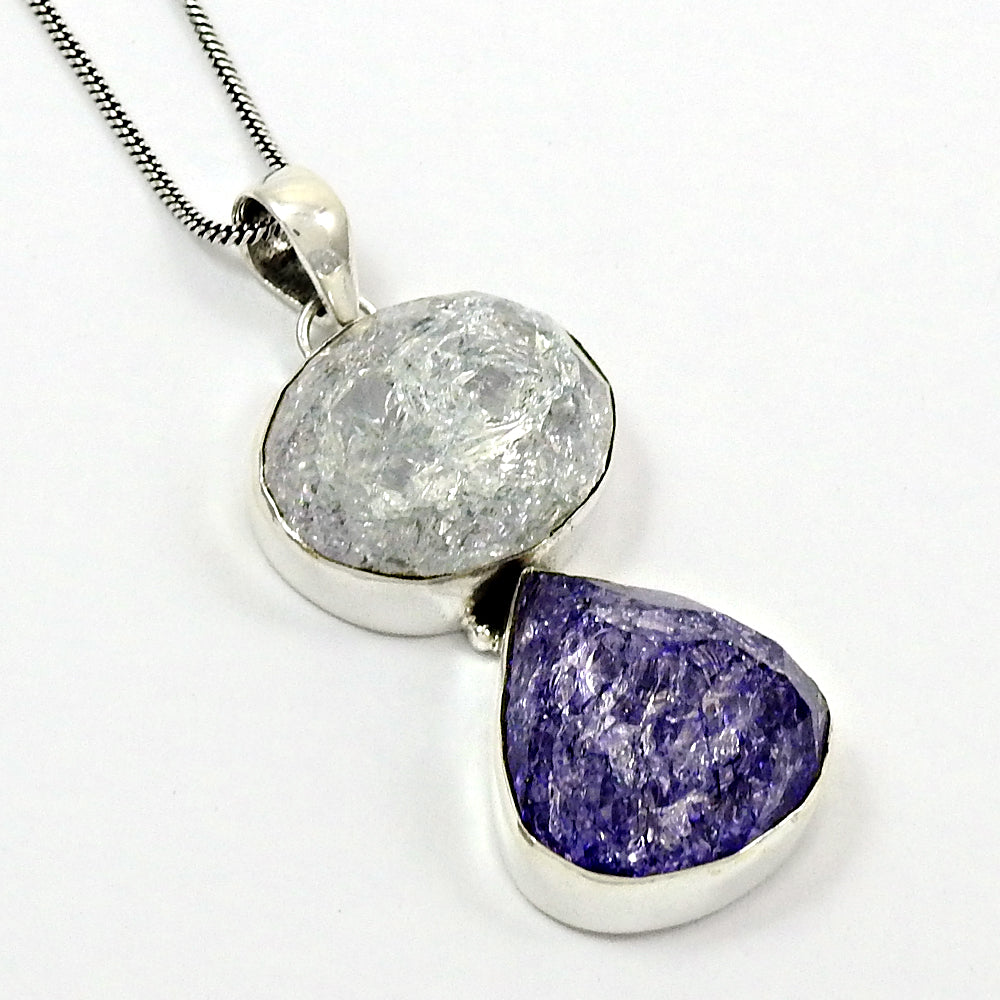 Gift For Her Natural Snake Rutile 925 Sterling Silver Chunky Hippie Pendant A5