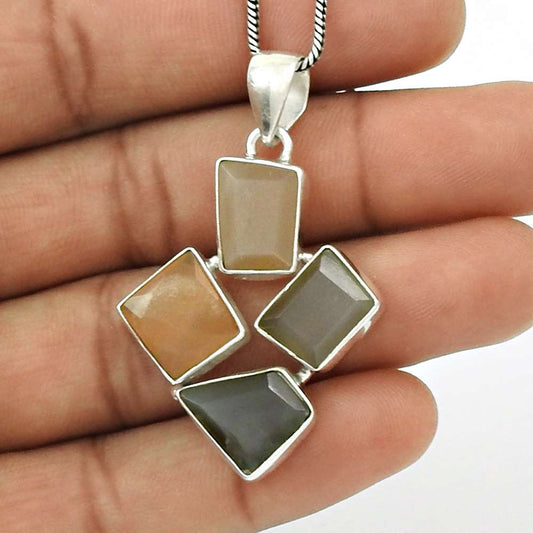 HANDMADE 925 Sterling Silver Jewelry Natural MOONSTONE Gemstone Pendant AS19
