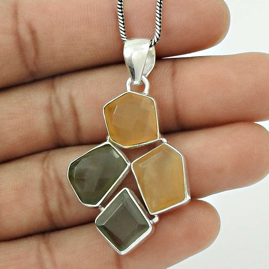 Natural MOONSTONE Gemstone HANDMADE Jewelry 925 Sterling Silver Pendant AG16