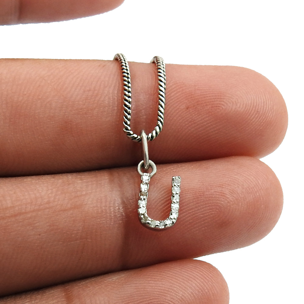 Beautiful Alphabet Letter Pendant 925 Sterling Silver Diamond Jewelry