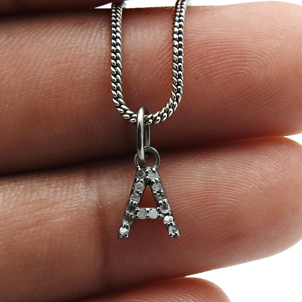 Beautiful Diamond Letter Pendant Black Rhodium Plated 925 Sterling Silver Jewelry